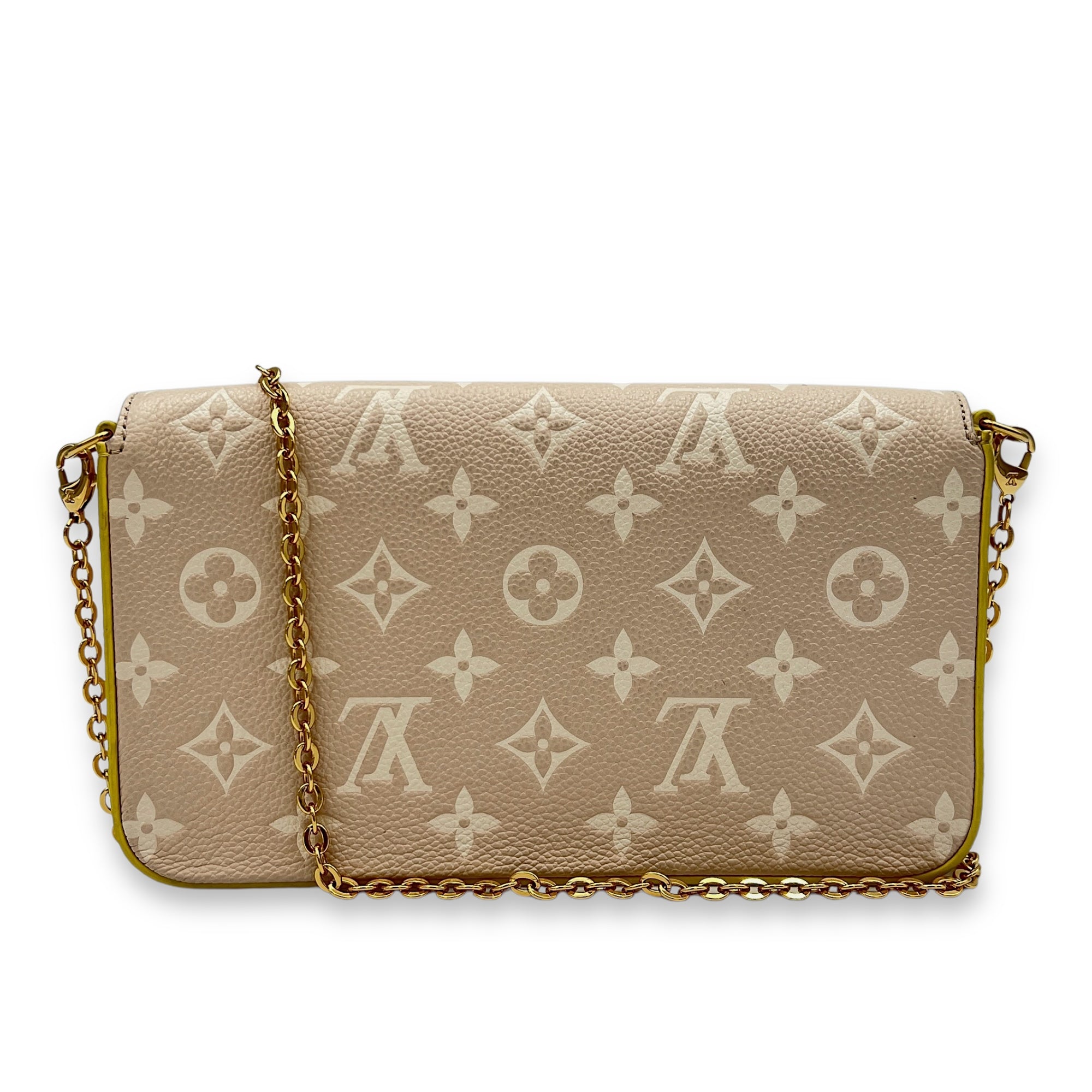 Felicie Beige Wallet On Chain in Monogram Empreinte Leather, Gold hardware