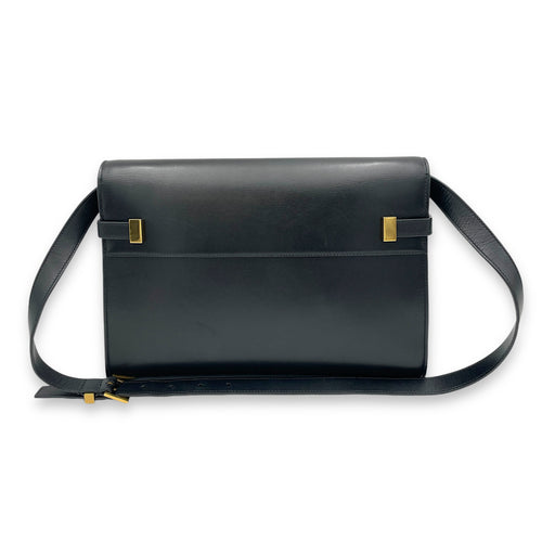 Manhattan Shoulder Bag Black in Calfskin, Gold hardware