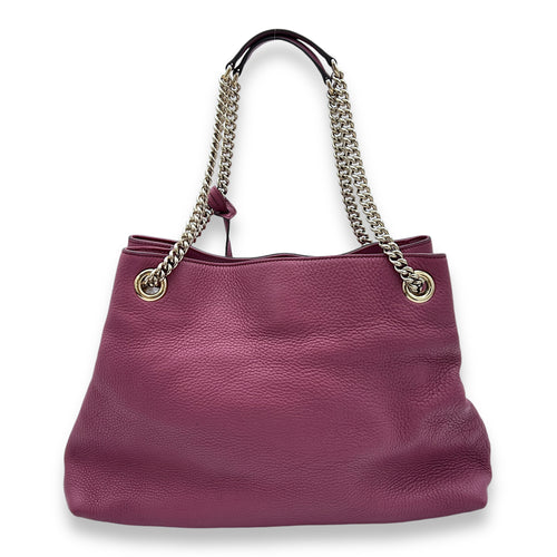 Soho Purple Tote Bag in Calfskin, Gold hardware