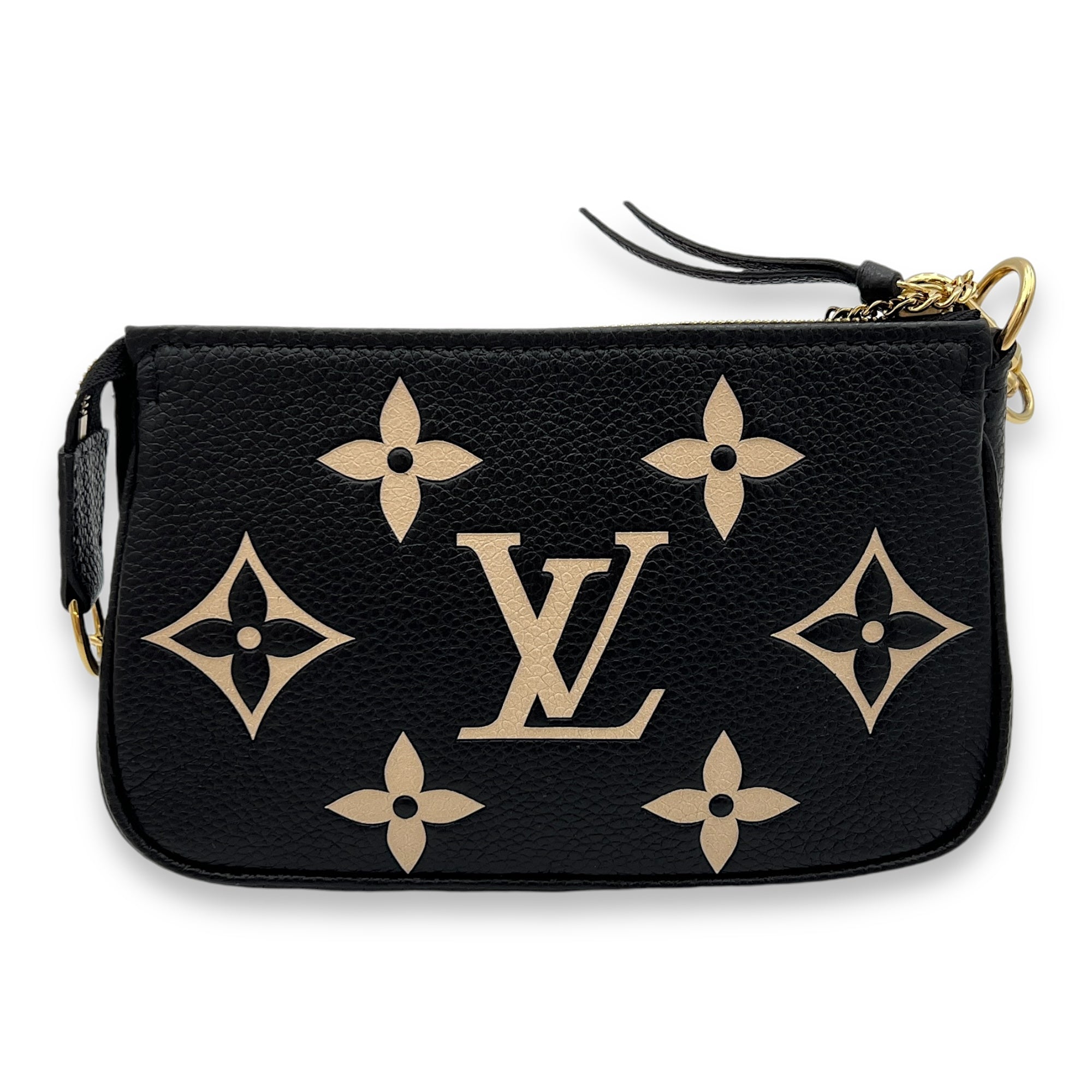 Pochette Mini Black Pouch in Monogram Empreinte Leather, Gold hardware