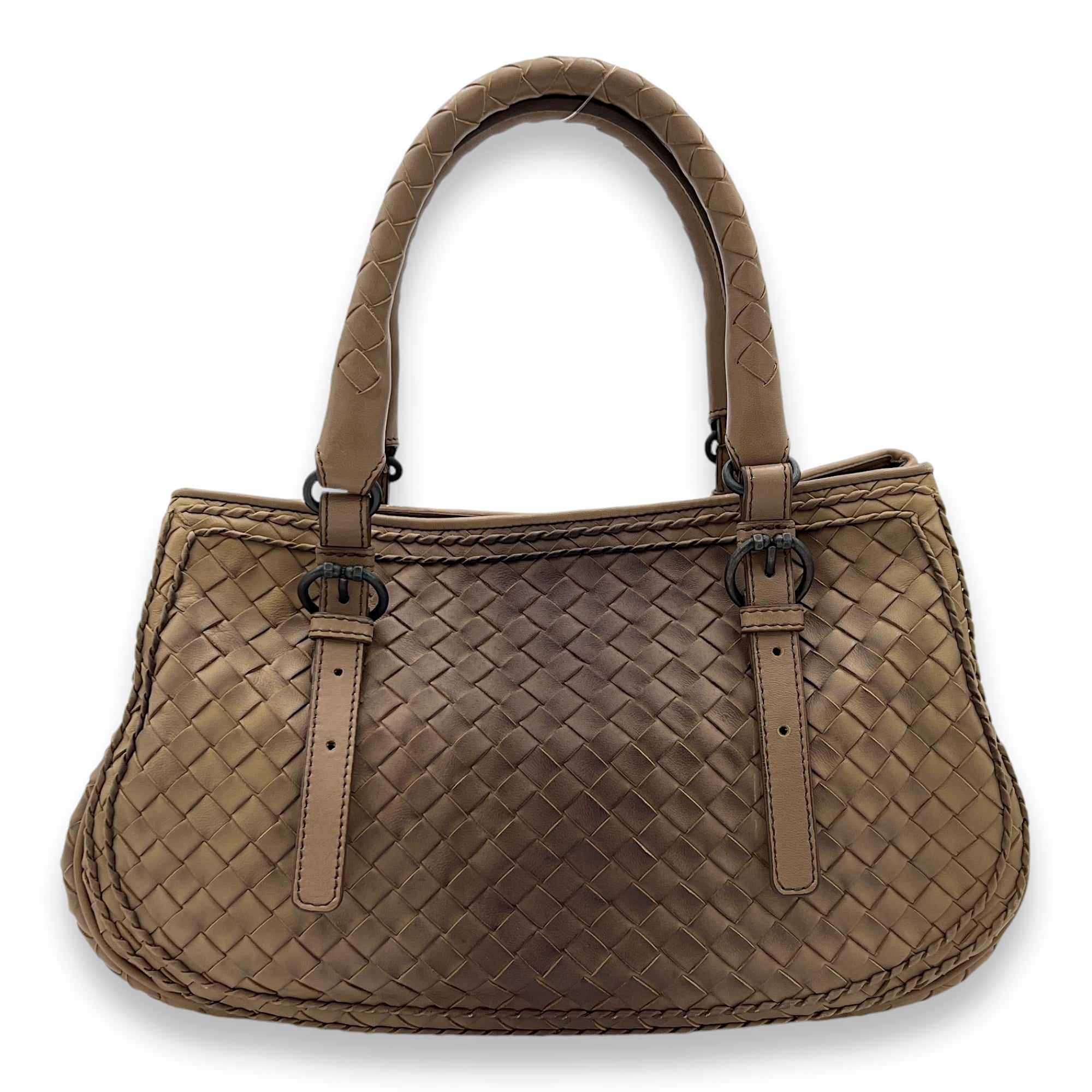 Gradient Top handle bag in Intrecciato leather, Ruthenium Hardware