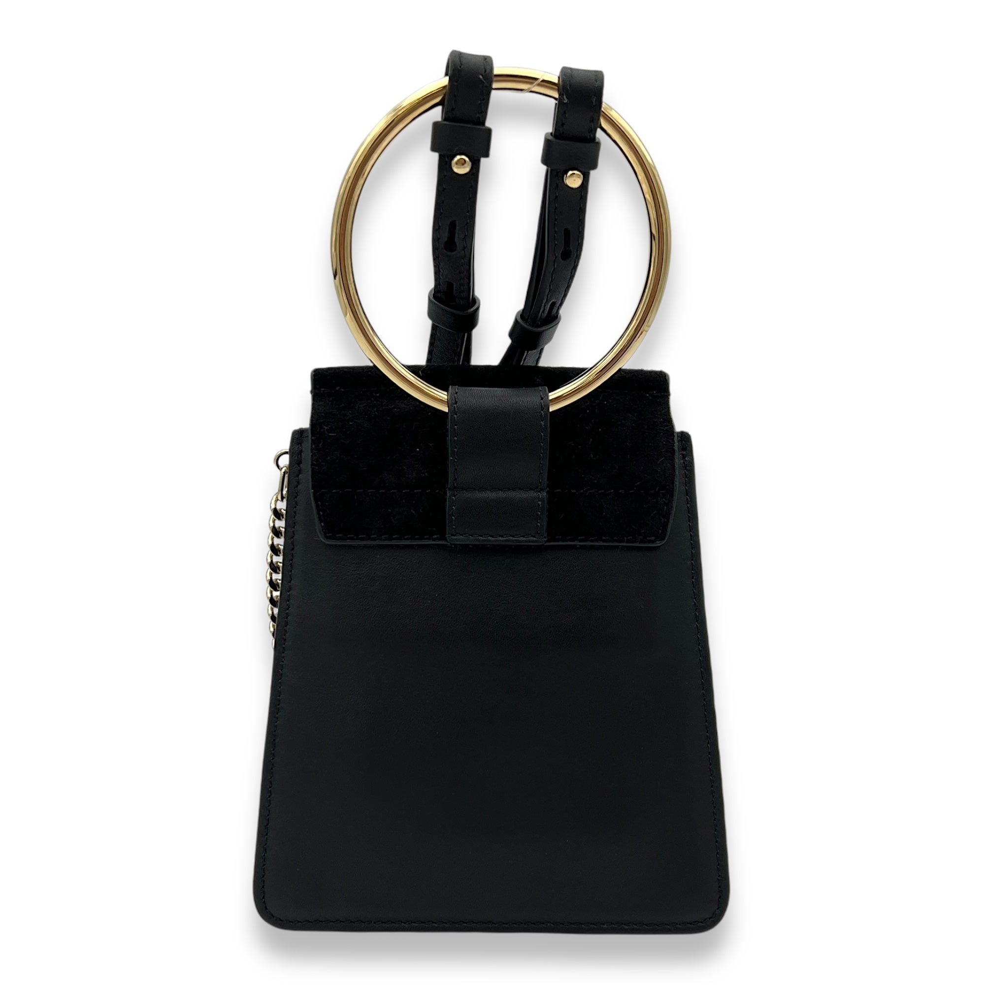 Faye Small Black Crossbody Bag in Calfskin, Gold hardware