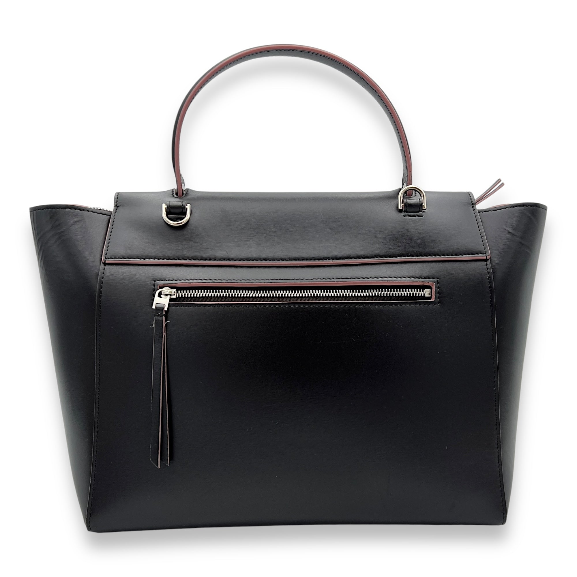 Belt Top Handle Bag Black in Calfskin, Silver hardware