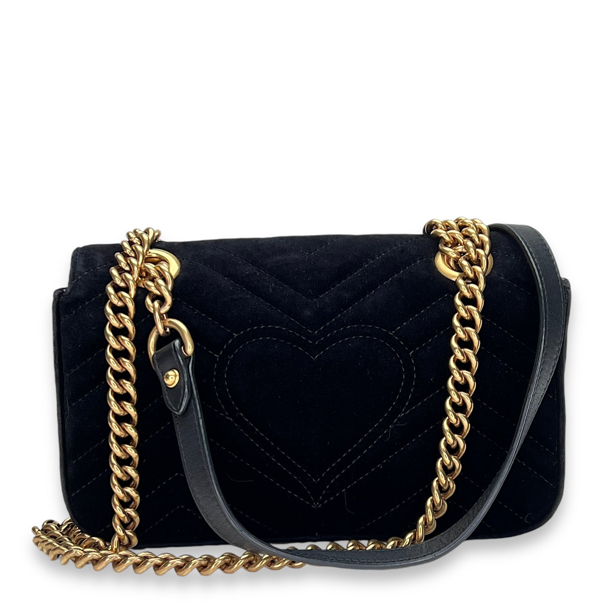 GG Marmont Small Shoulder bag in Velvet, Gold Hardware