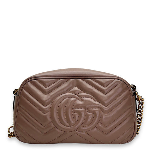 GG Marmont Small Crossbody bag in Calfskin, Gold Hardware