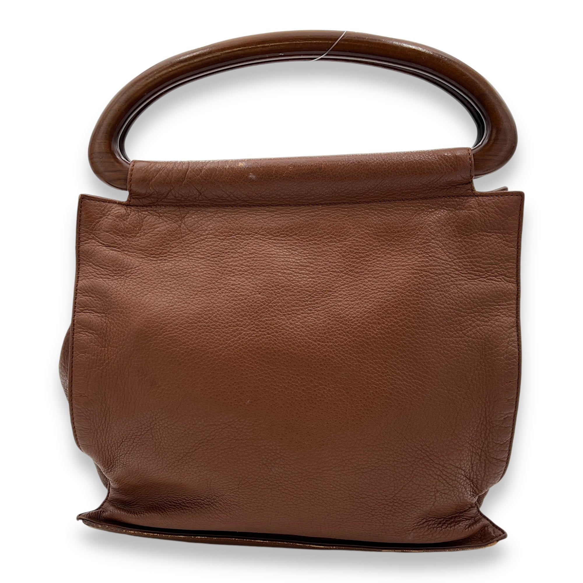 Vintage CC Brown Top Handle Bag in Calfskin, Gold hardware