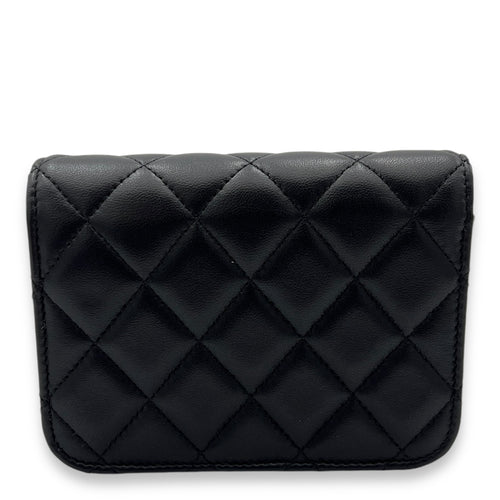 Pearl Crush Wallet On Chain Black in Lambskin, Gold hardware