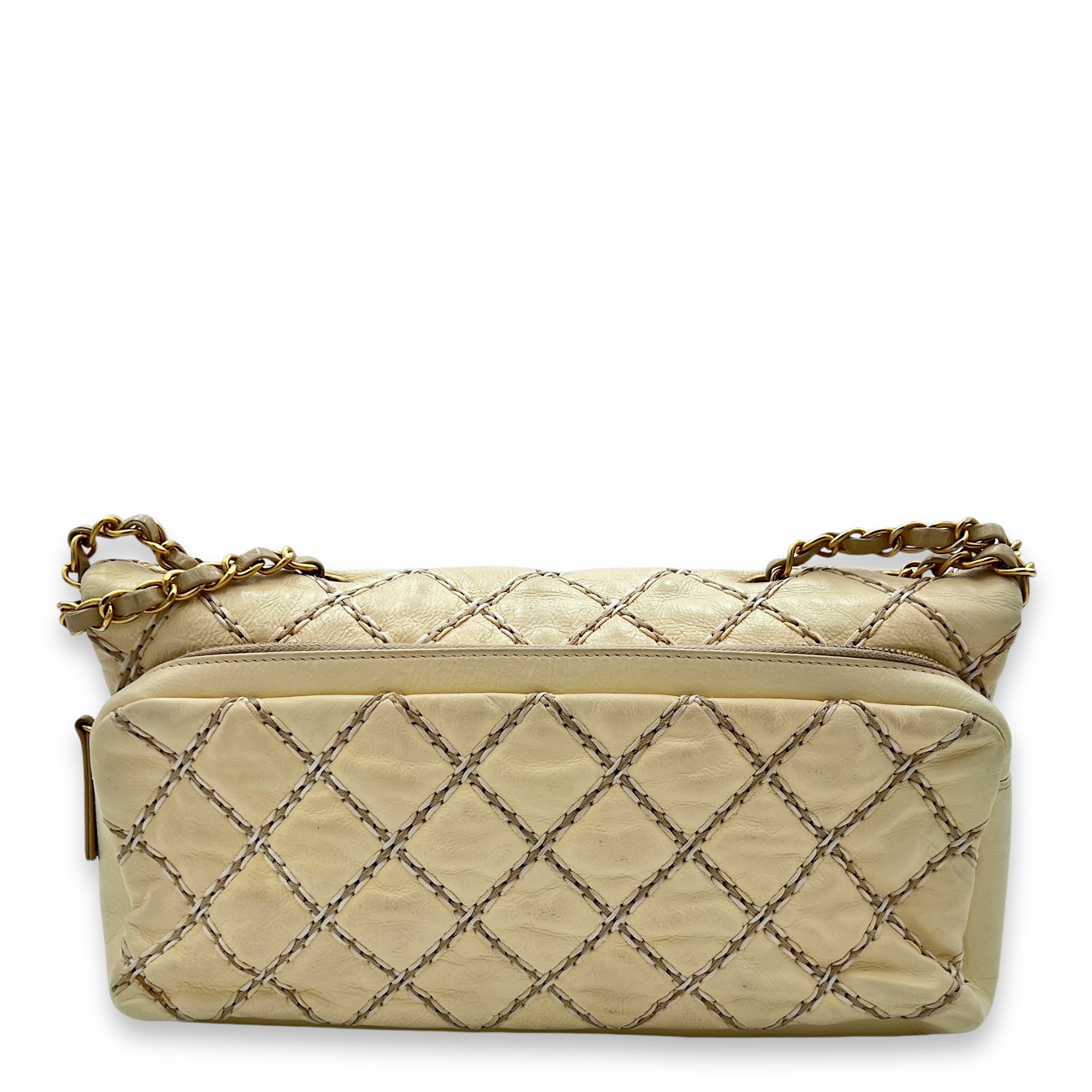 Wild Stitch Shoulder Bag White in Calfskin, Gold hardware