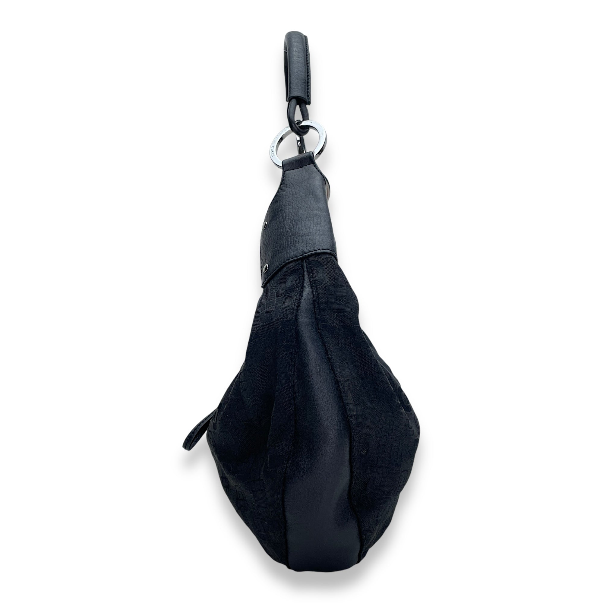 Drawstring Hobo Shoulder bag in Canvas, Silver Hardware