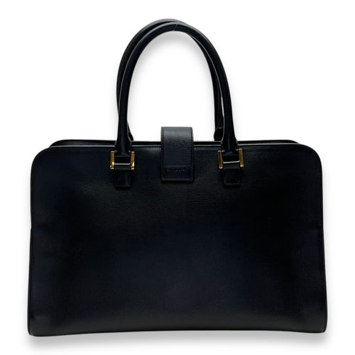 Monogram Cabas Large Black Top Handle Bag in Calfskin, Gold hardware