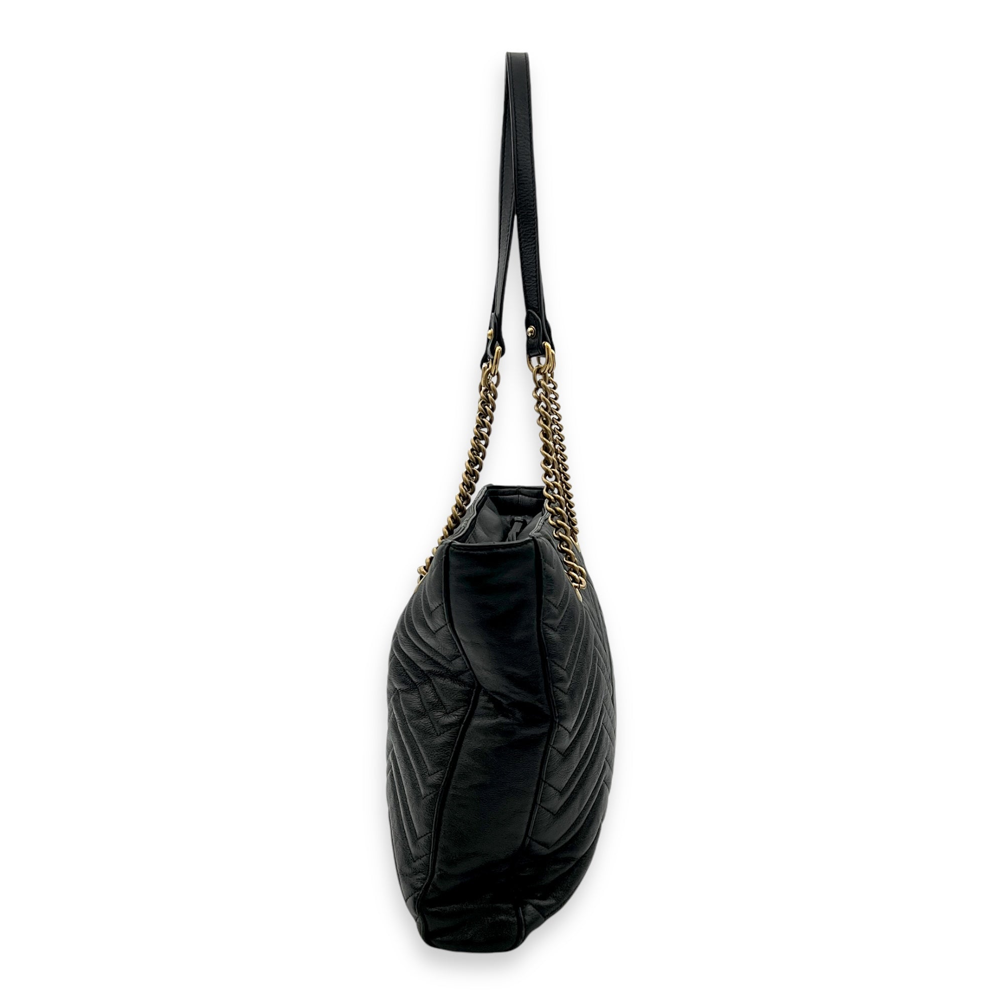 GG Marmont Tote Bag Black in Calfskin, Gold hardware