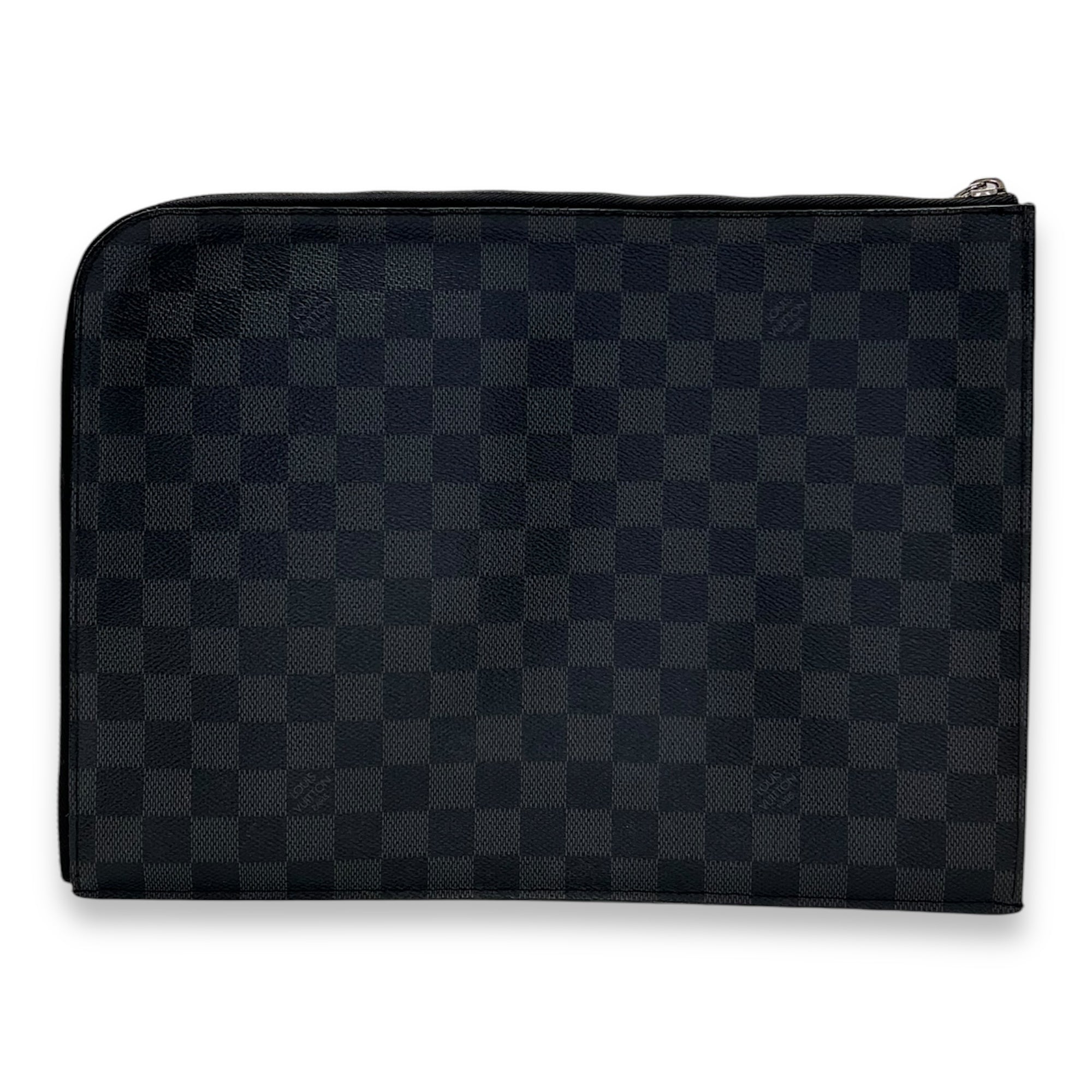 Pochette Document Damier Graphite Clutch in Coated Canvas, Silver hardware