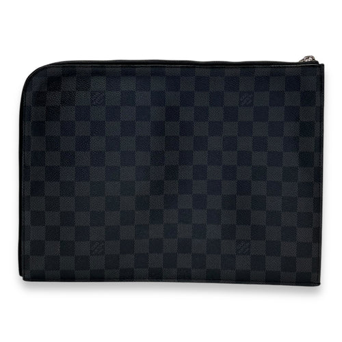 Pochette Document Damier Graphite Clutch in Coated Canvas, Silver hardware