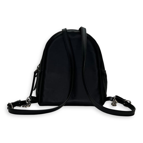 Quilted Backpack Black in Calfskin, Silver hardware