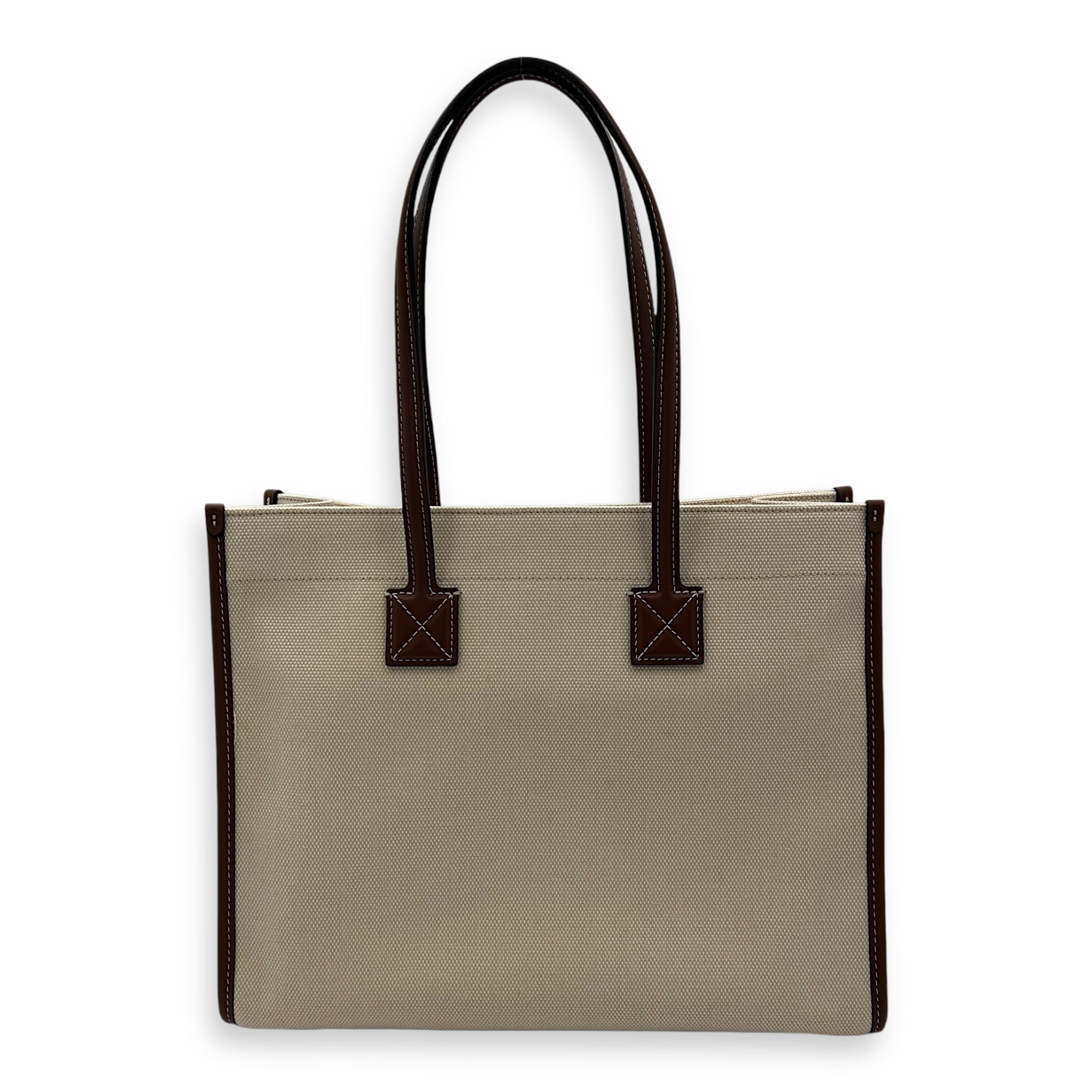 Freya Tote Bag Brown in Canvas, Gold hardware