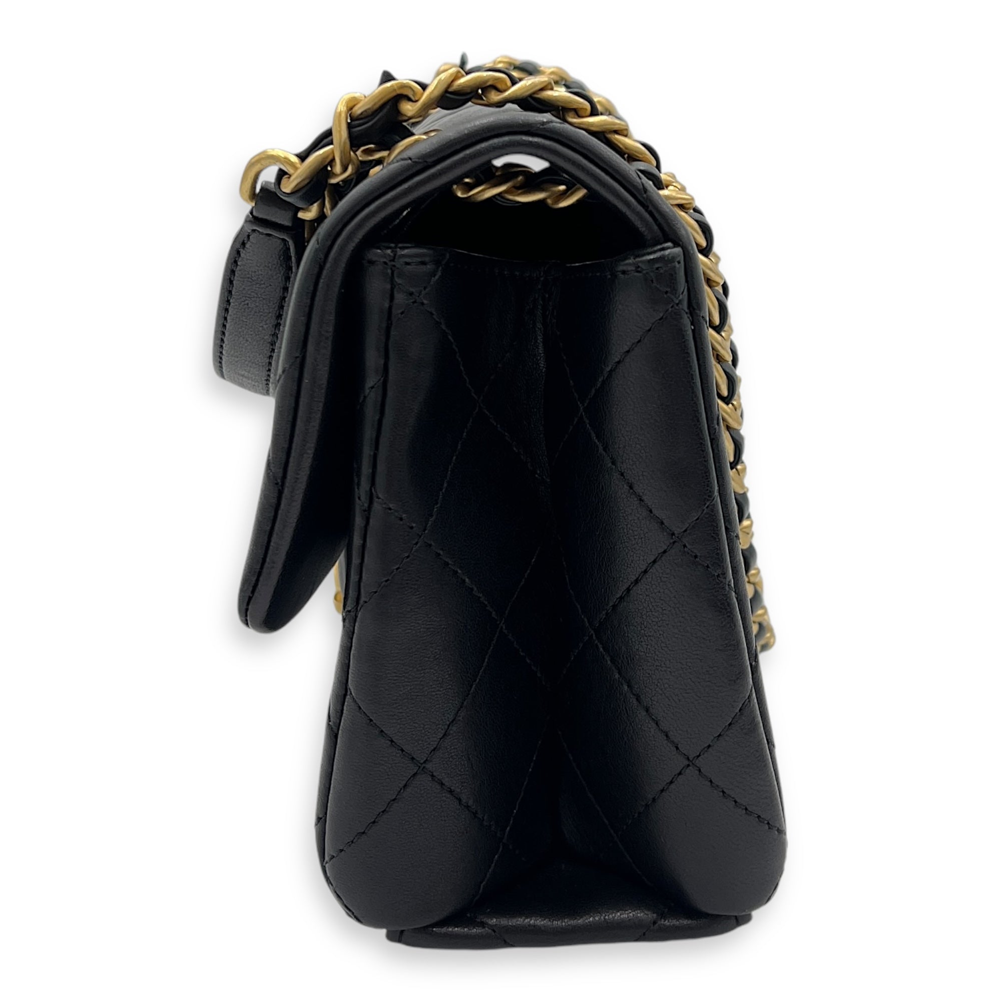 23P Seasonal Quilted Flap Shoulder Bag Black in Calfskin, Gold hardware