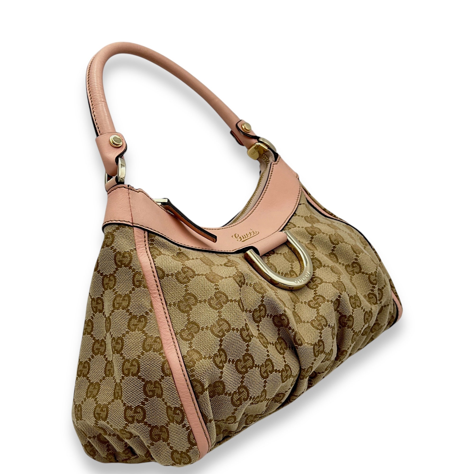 Abbey D Ring GG Monogram Top handle bag in Canvas, Light Gold Hardware