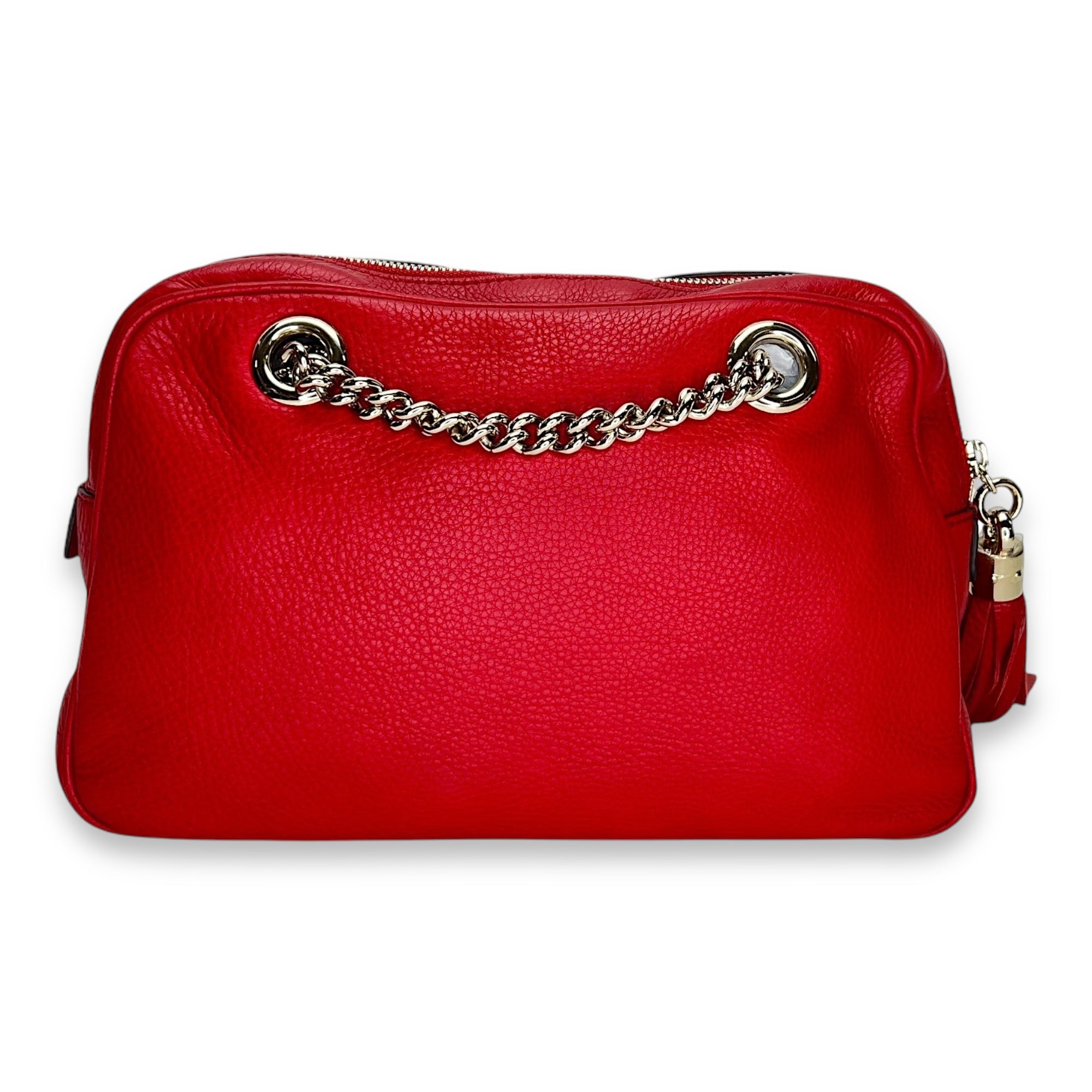 Soho Chain  Shoulder Bag Red in Calfskin, Light Gold