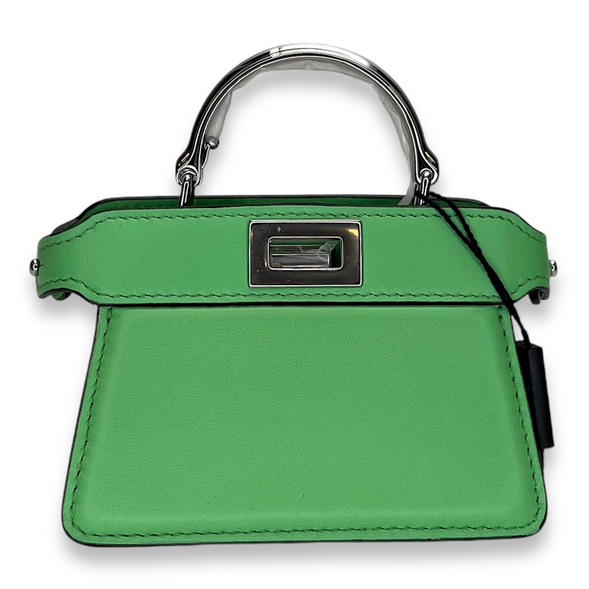 ISeeU Micro Green Top Handle Bag in Calfskin, Silver hardware