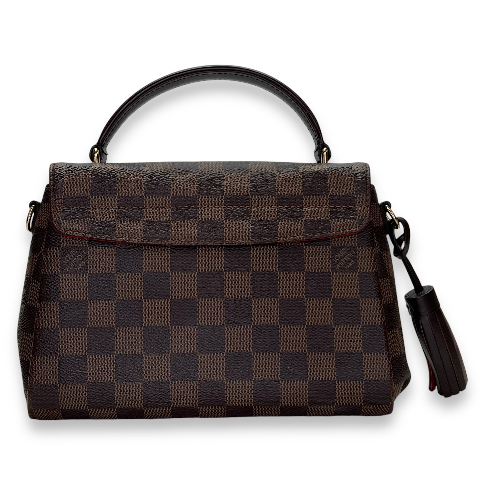 Croisette Damier Ebene Top Handle Bag in Coated Canvas, Gold hardware