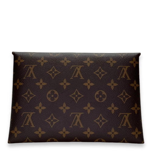 Kirigami Pouch Brown in Monogram Coated Canvas, Gold hardware