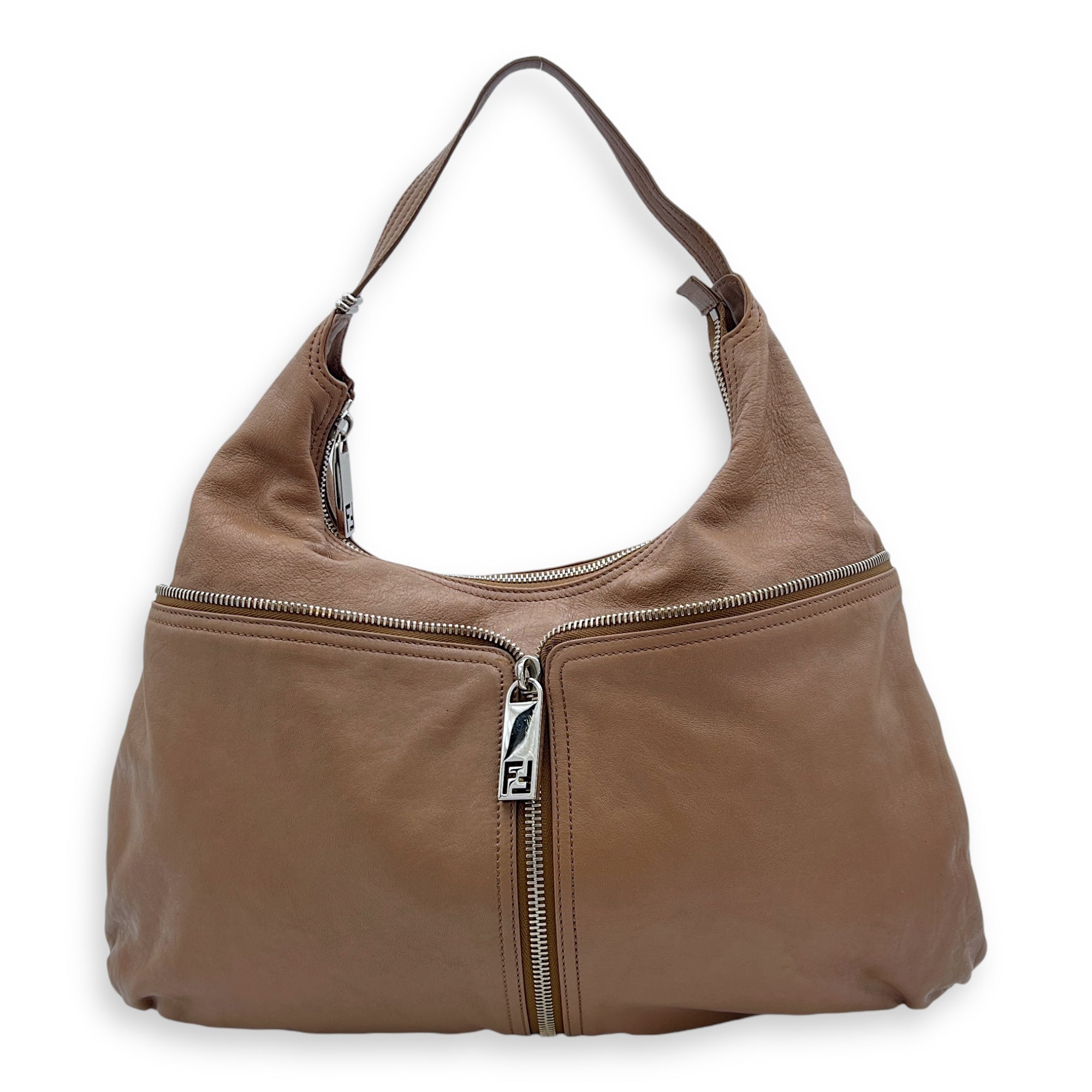 Hobo Shoulder Bag in Calfskin   Silver hardware