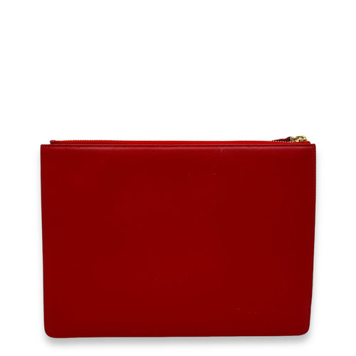 Gancini Pouch Red in Calfskin, Gold hardware