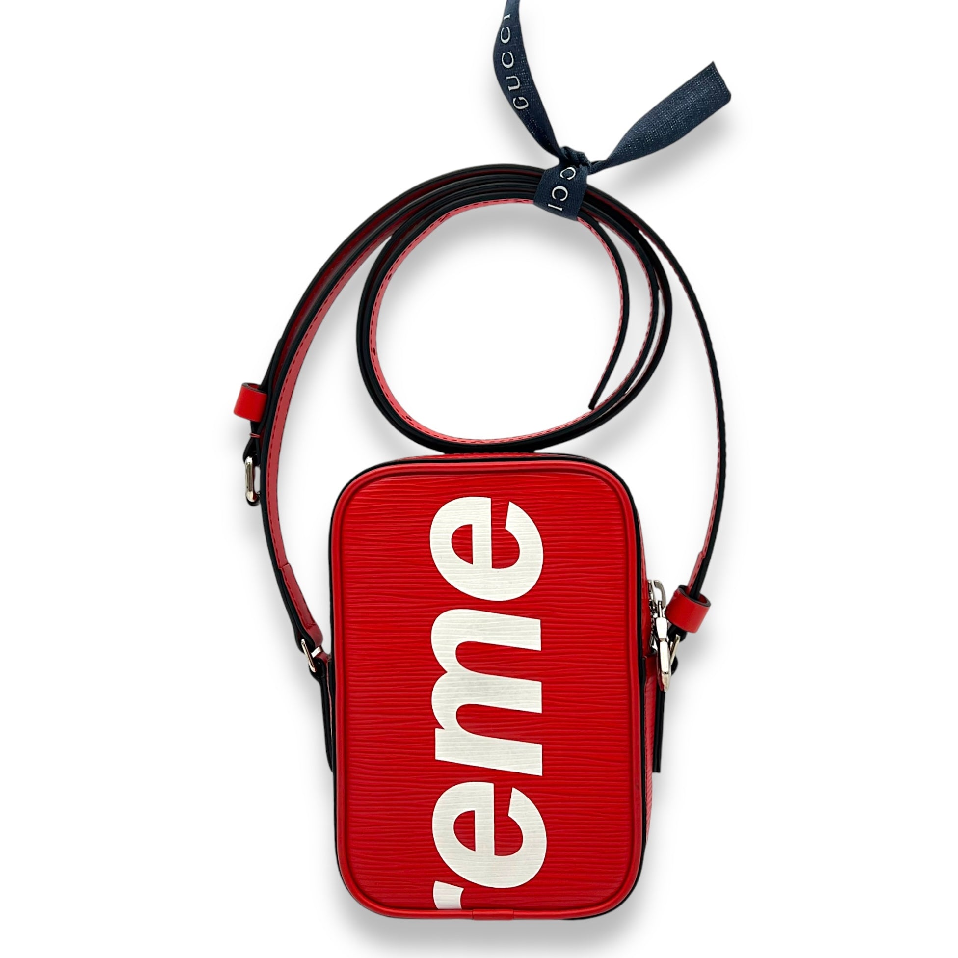 x Supreme Danube PPM Red Crossbody Bag in Epi Leather, Silver hardware