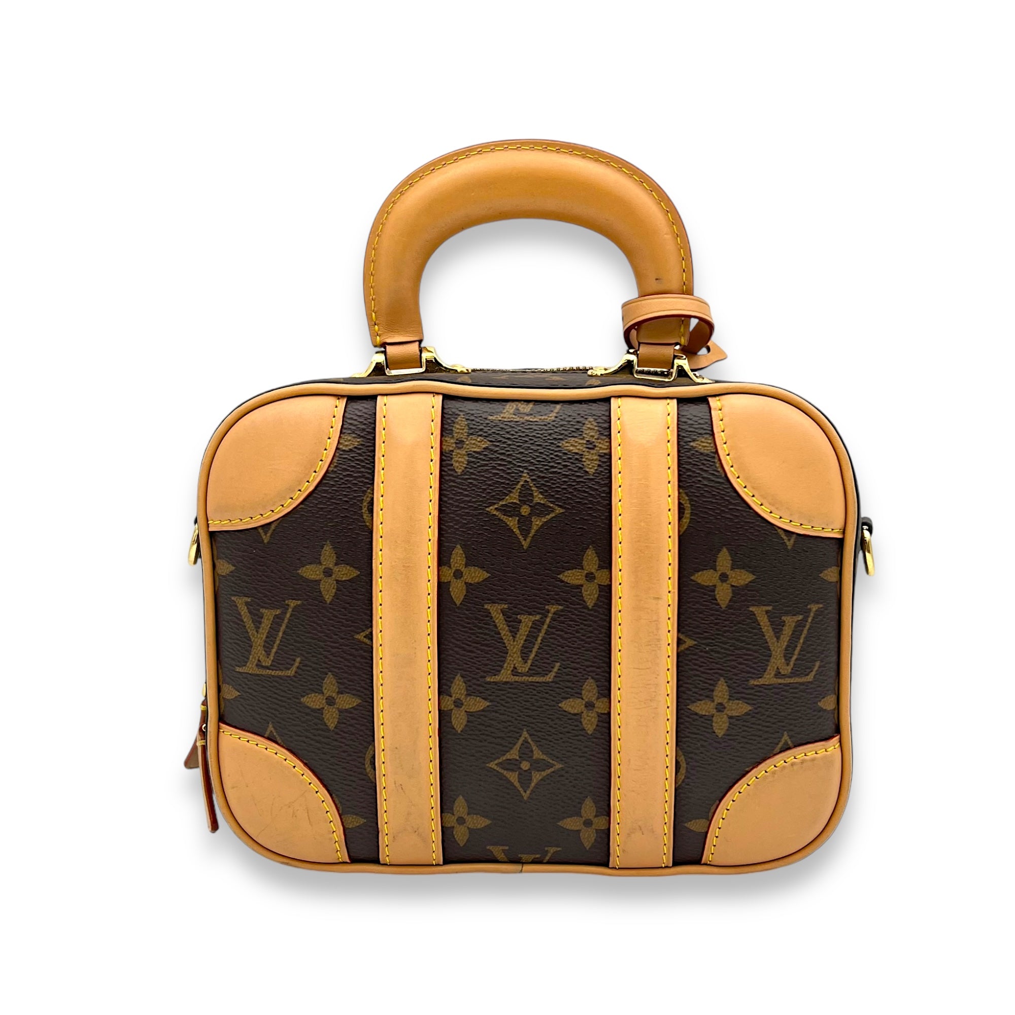 Valisette Top Handle Bag Brown in Monogram Coated Canvas, Gold hardware