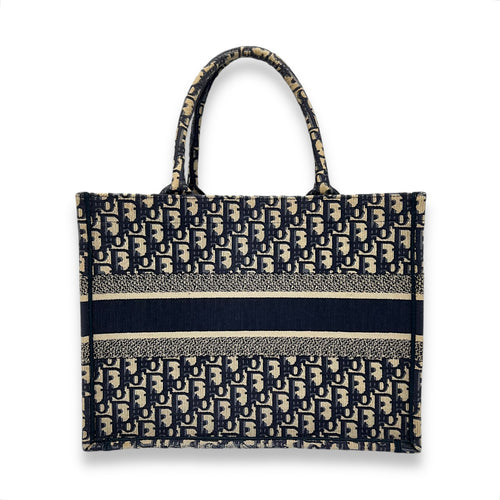 Book Tote Medium Blue Top Handle Bag in Jacquard