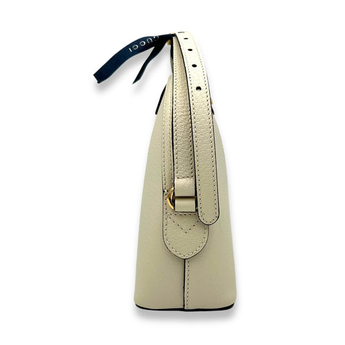 Ophidia White Crossbody Bag in Calfskin, Gold hardware