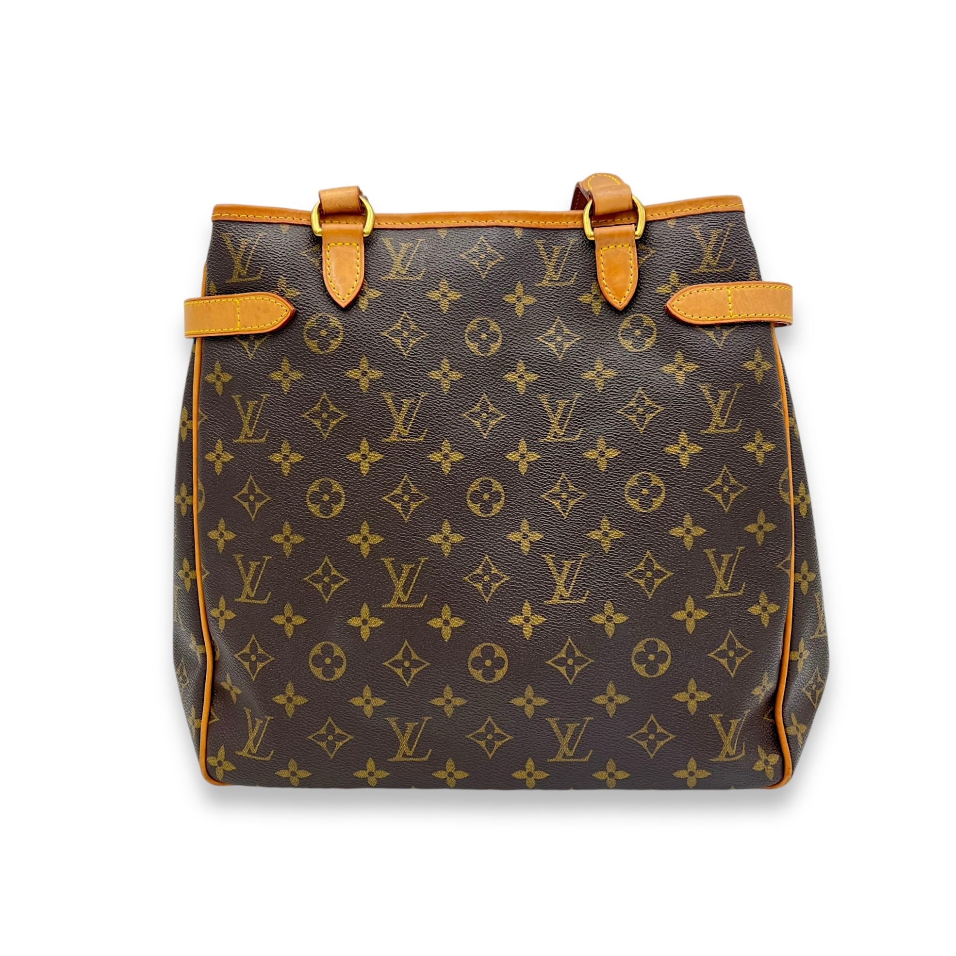 Batignolles Tote Bag Brown in Monogram Coated Canvas, Gold hardware