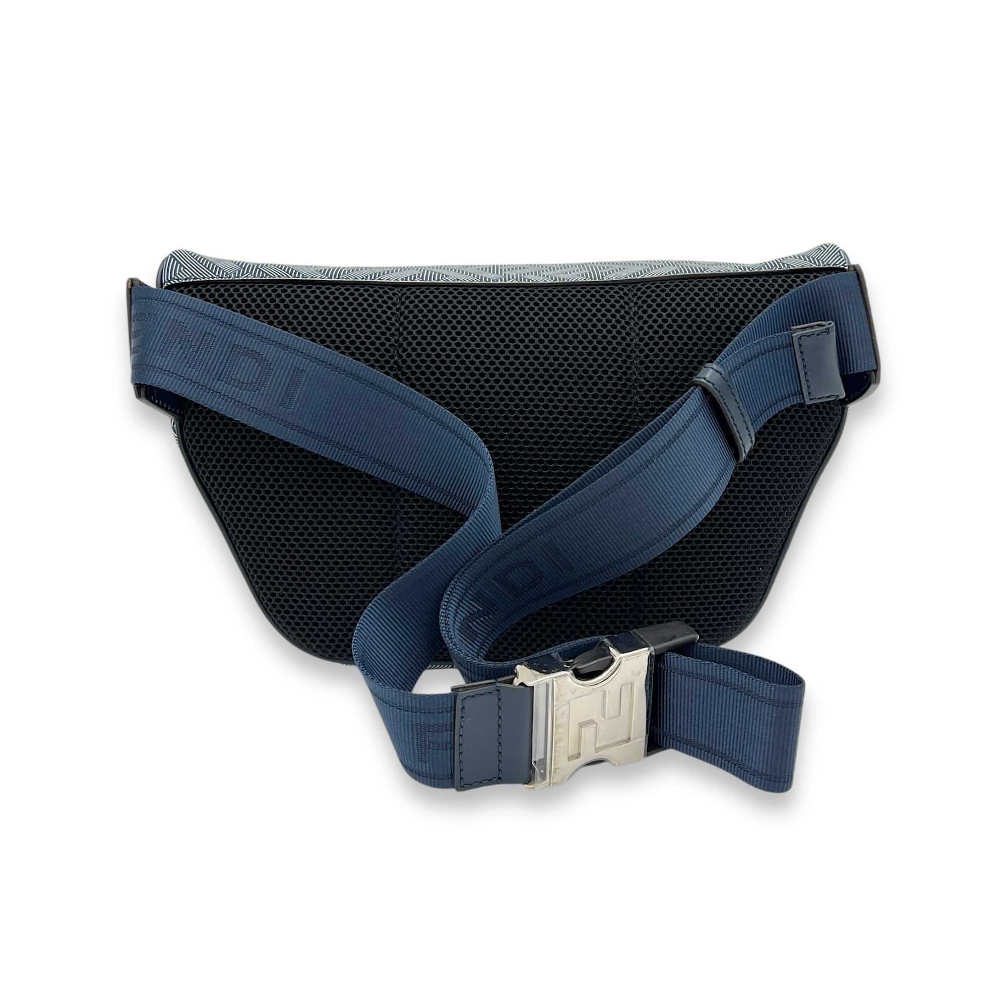 bumbag Blue Belt Bag in Coated Canvas, Silver hardware