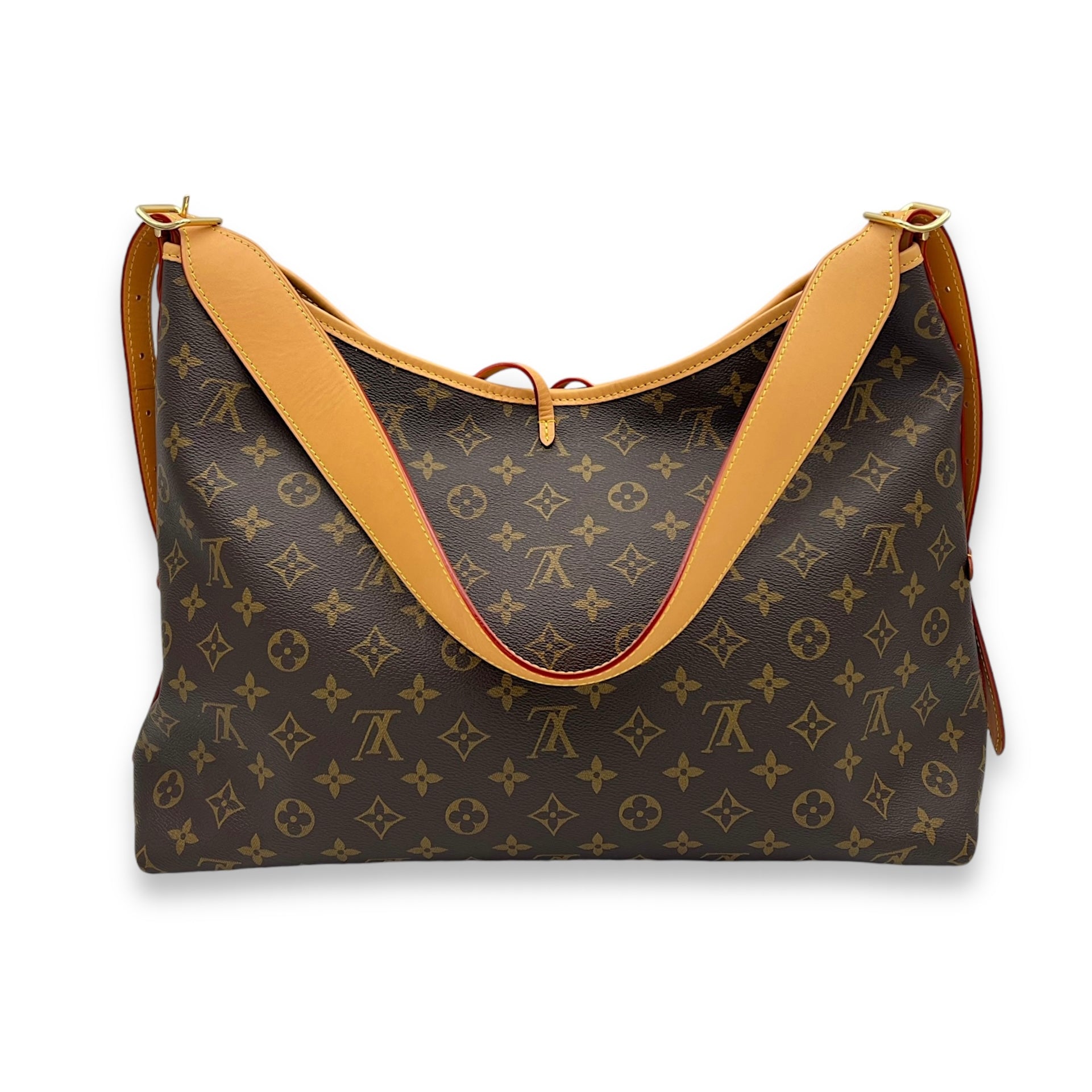 Carryall Shoulder Bag MM Brown in Monogram Coated Canvas, Gold hardware