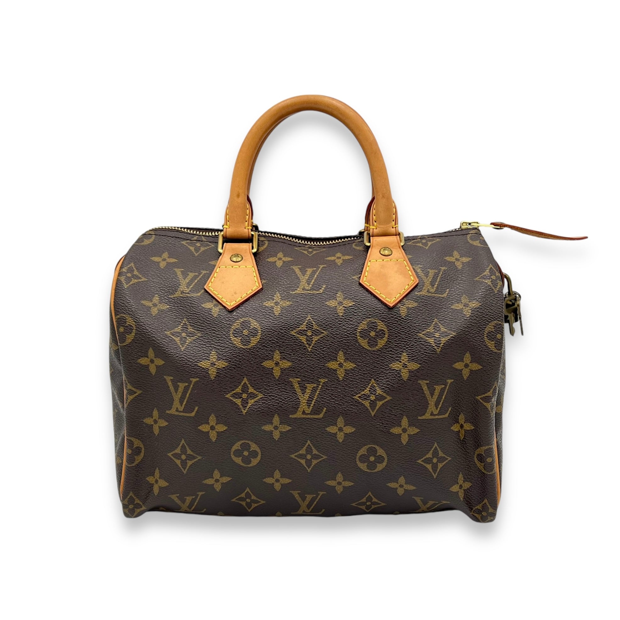 Speedy Top Handle Bag 25 Brown in Monogram Coated Canvas, Gold hardware