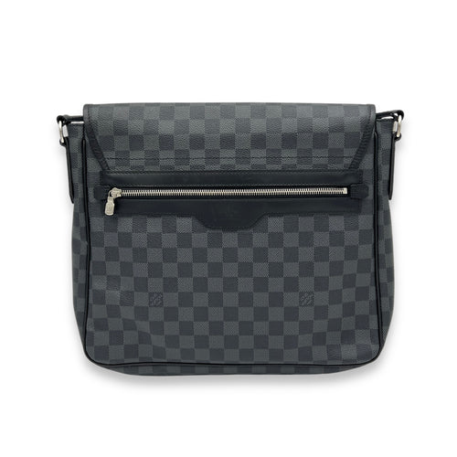 District MM Damier Graphite Messenger in Coated Canvas, Silver hardware