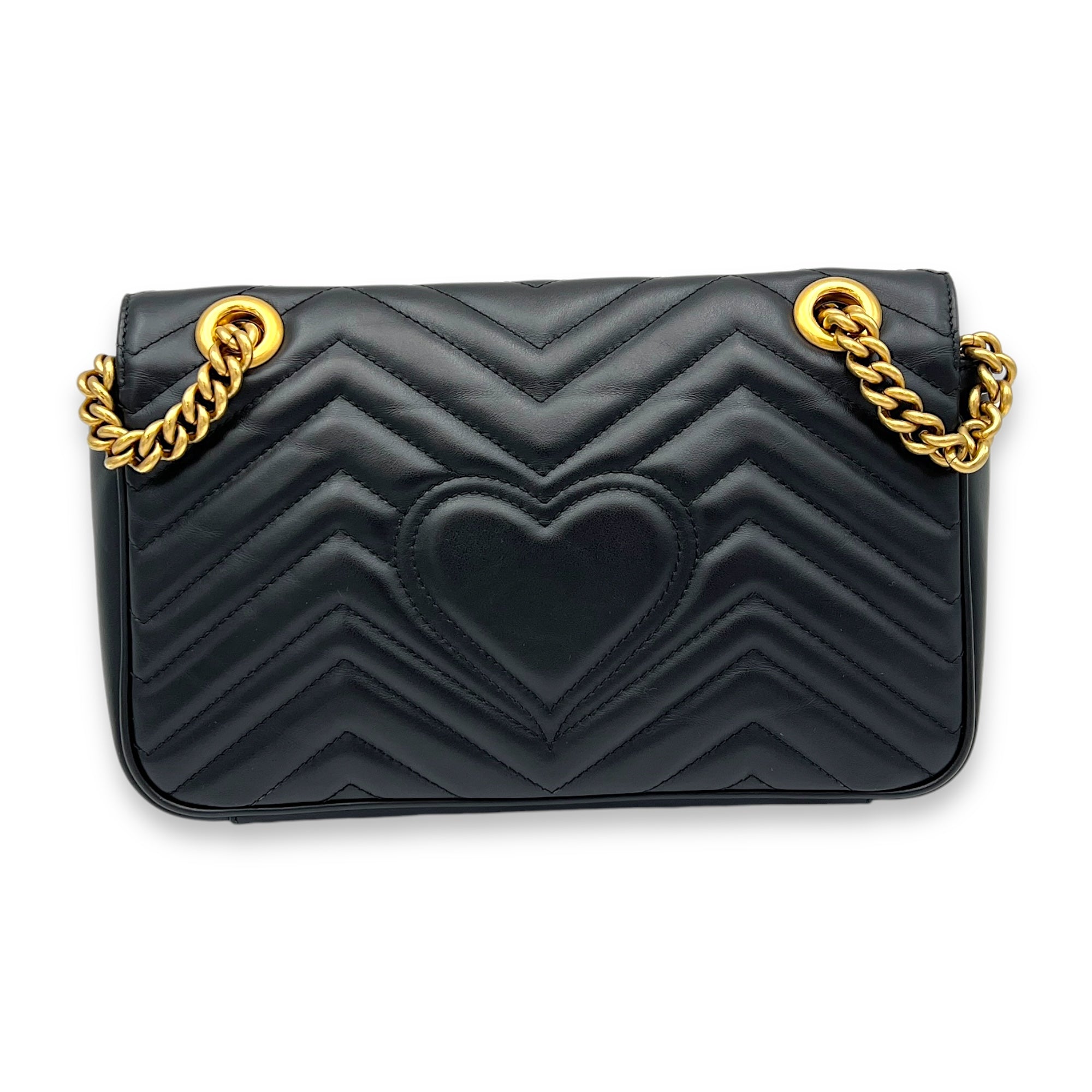 GG Marmont Crossbody Bag Black in Calfskin, Gold hardware