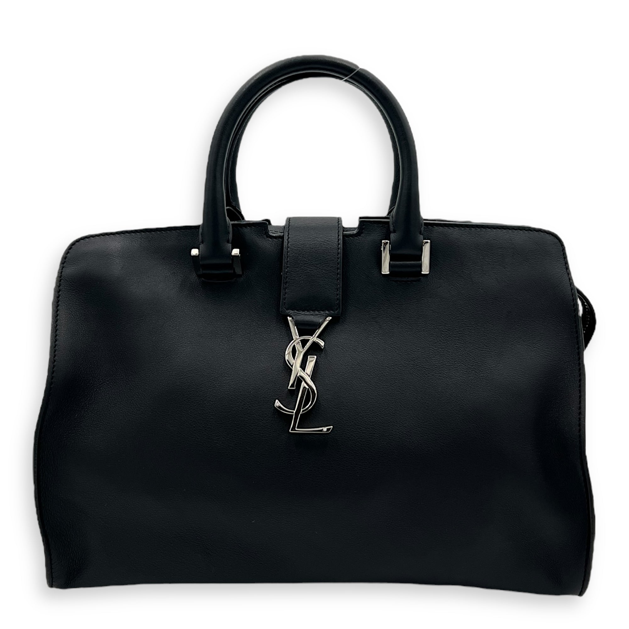 Monogram Cabas Black Top Handle Bag in Calfskin, Silver hardware