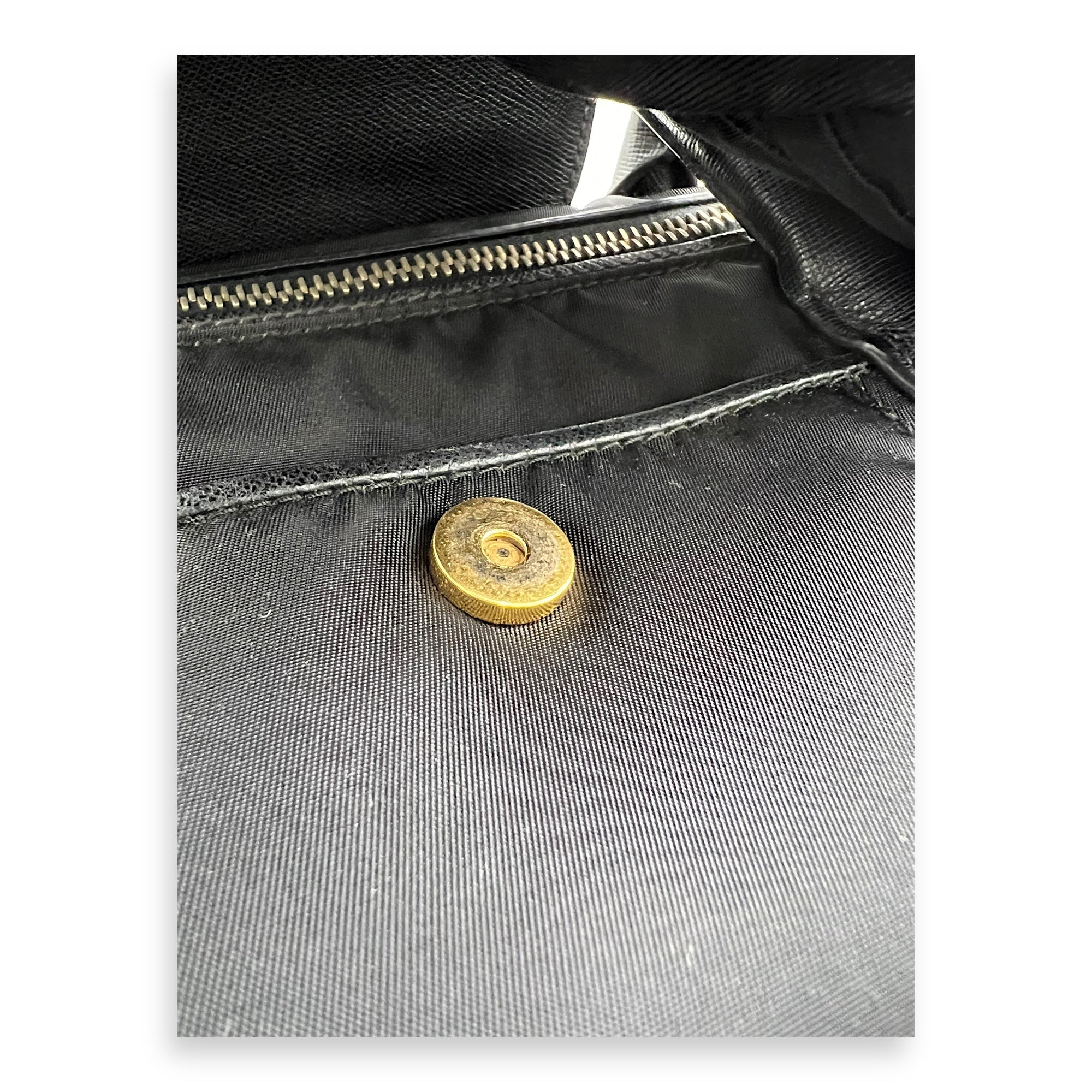 Logo Top Handle Bag Black in Nylon, Gold hardware