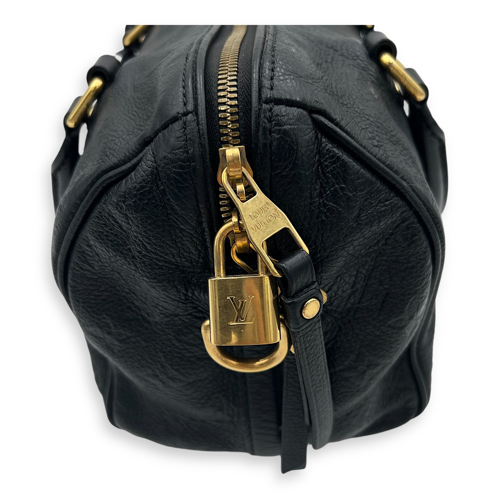 Speedy 25 Black Top Handle Bag in Empreinte Leather, Gold hardware