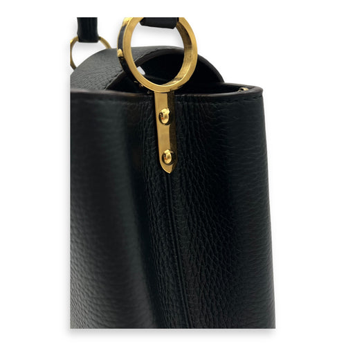 Capucines Top Handle Bag BB Black in Calfskin, Gold hardware