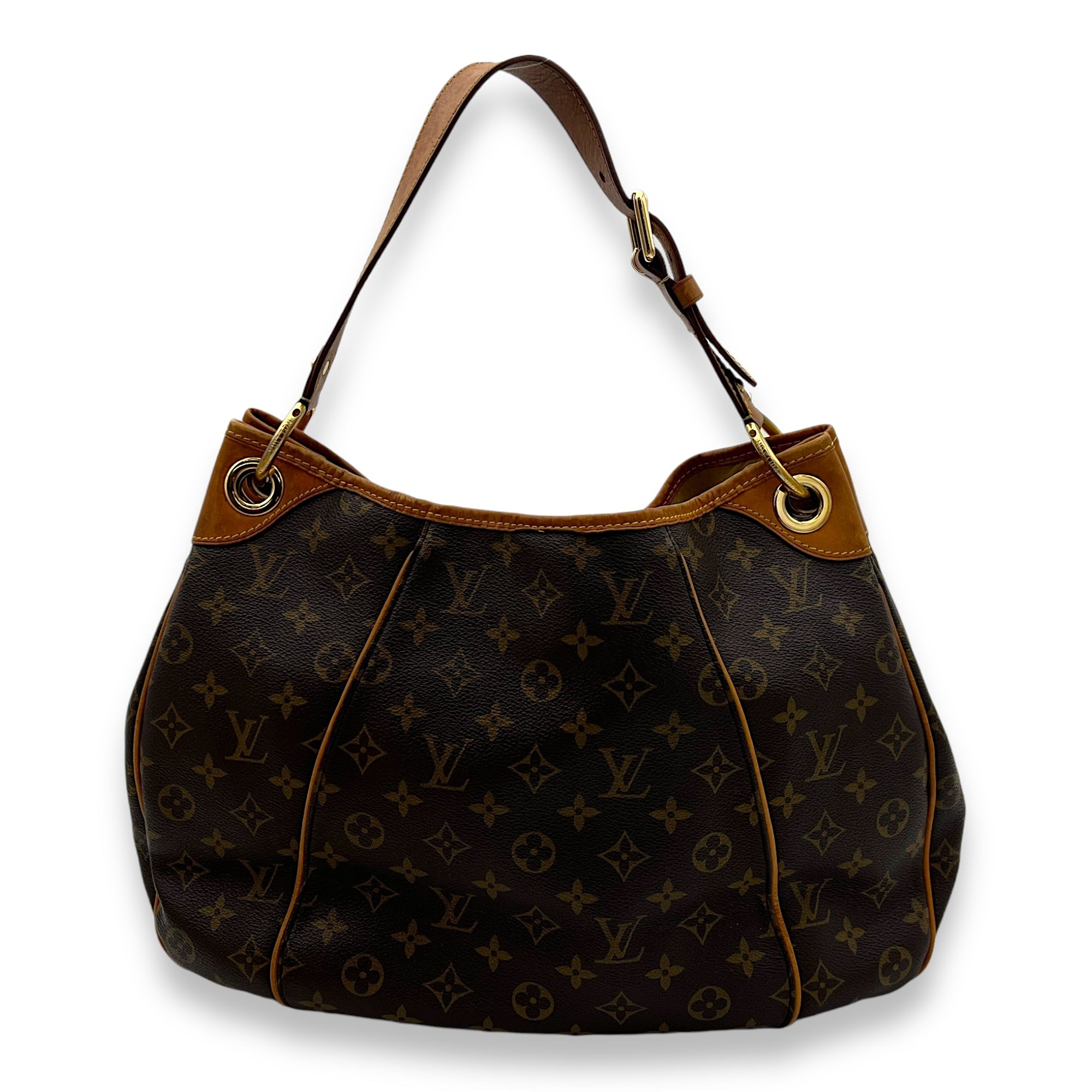 Galleria Shoulder Bag Brown in Monogram Coated Canvas, Gold hardware