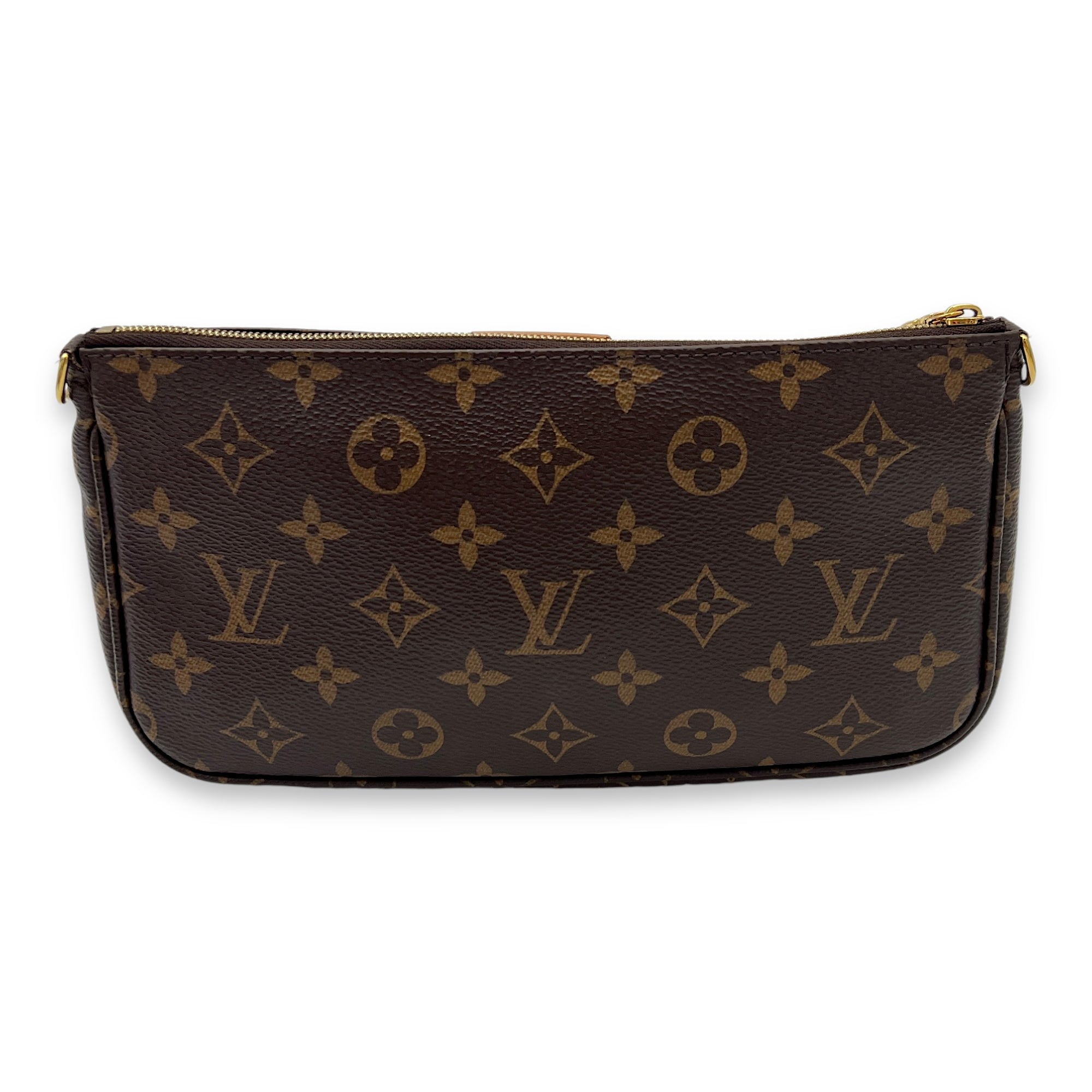 Multi-Pochette Accessoires Crossbody Bag Brown in Monogram Coated Canvas, Gold hardware