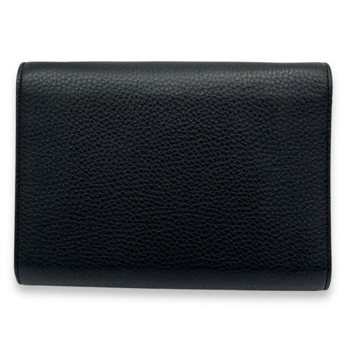 GG Marmont Black Wallet On Chain in Calfskin, Gold hardware