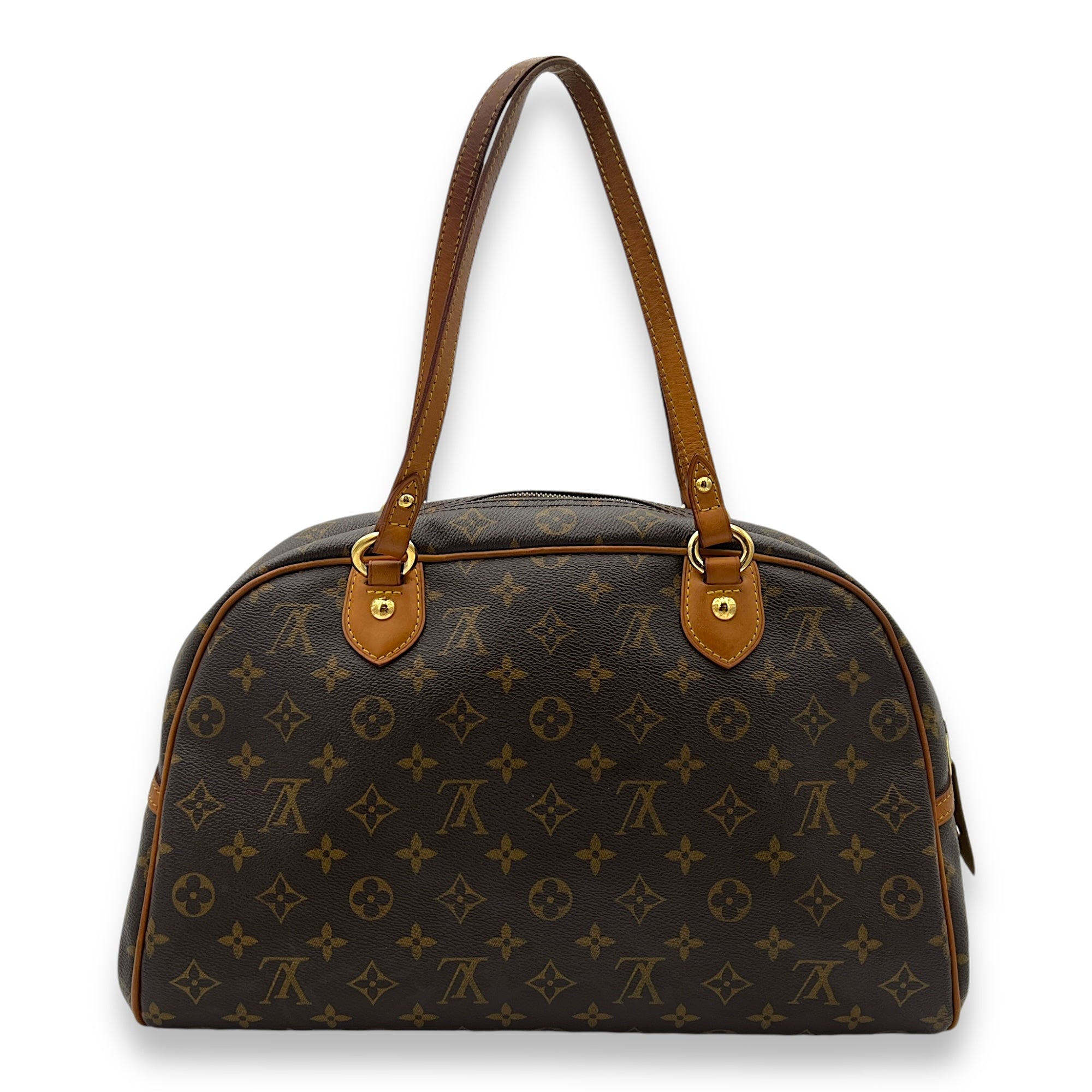 Montorgueil Top Handle Bag GM Brown in Monogram Coated Canvas, Gold hardware