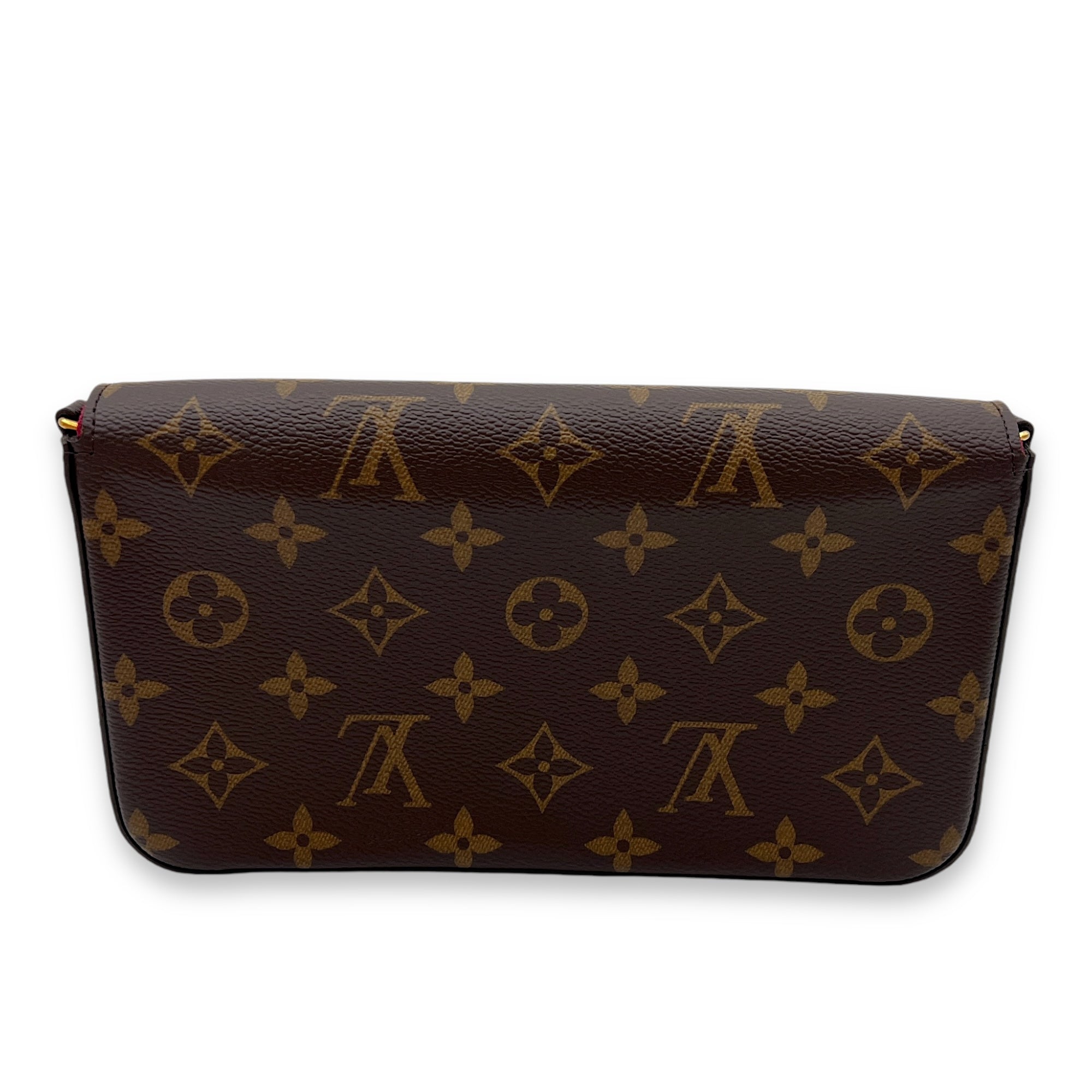 Felicie Wallet On Chain Brown in Monogram Coated Canvas, Gold hardware