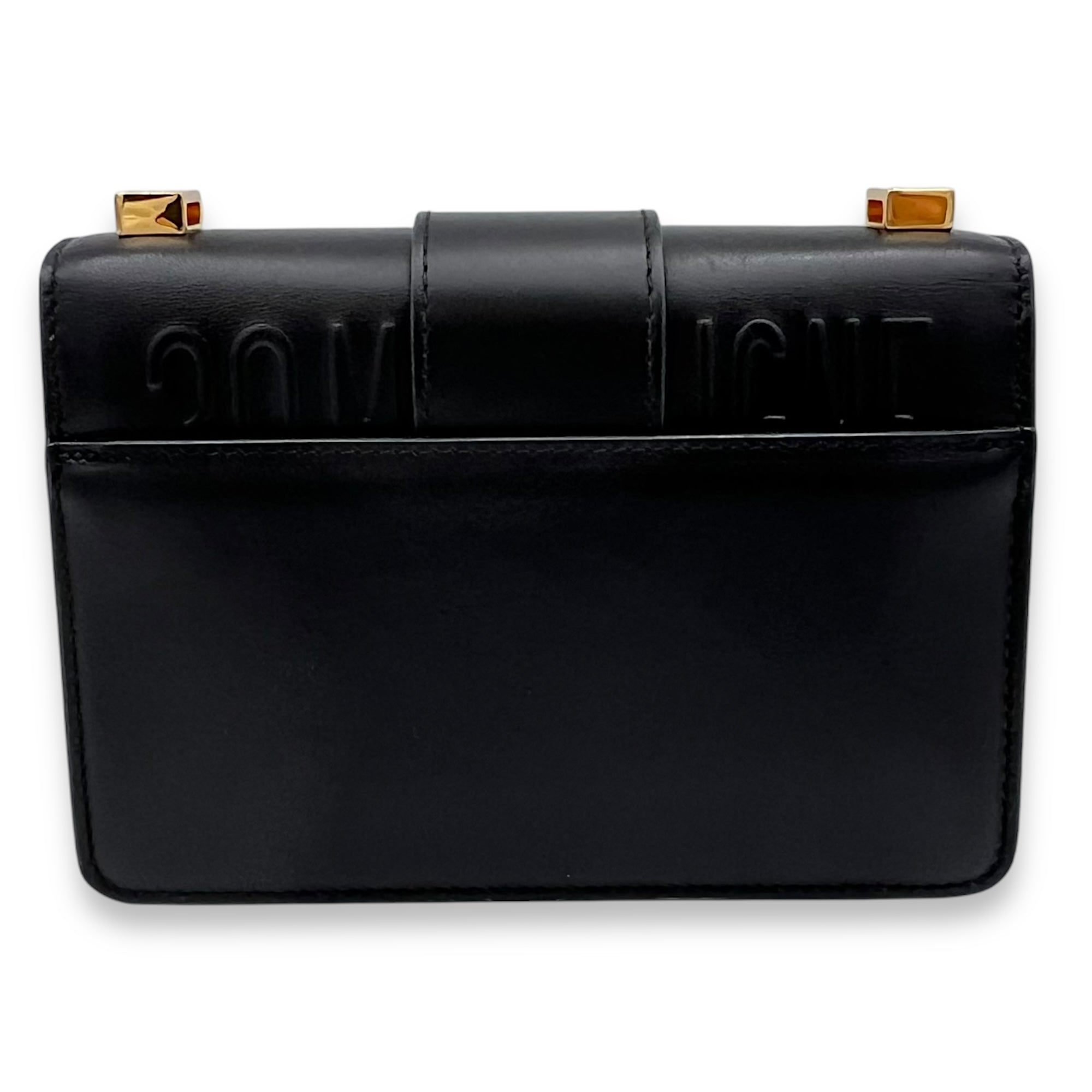 30 Montaigne Micro Black Crossbody Bag in Calfskin, Gold hardware