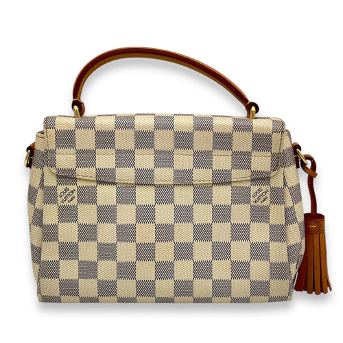 Croisette Top Handle Bag Damier Azur in Coated Canvas, Gold hardware