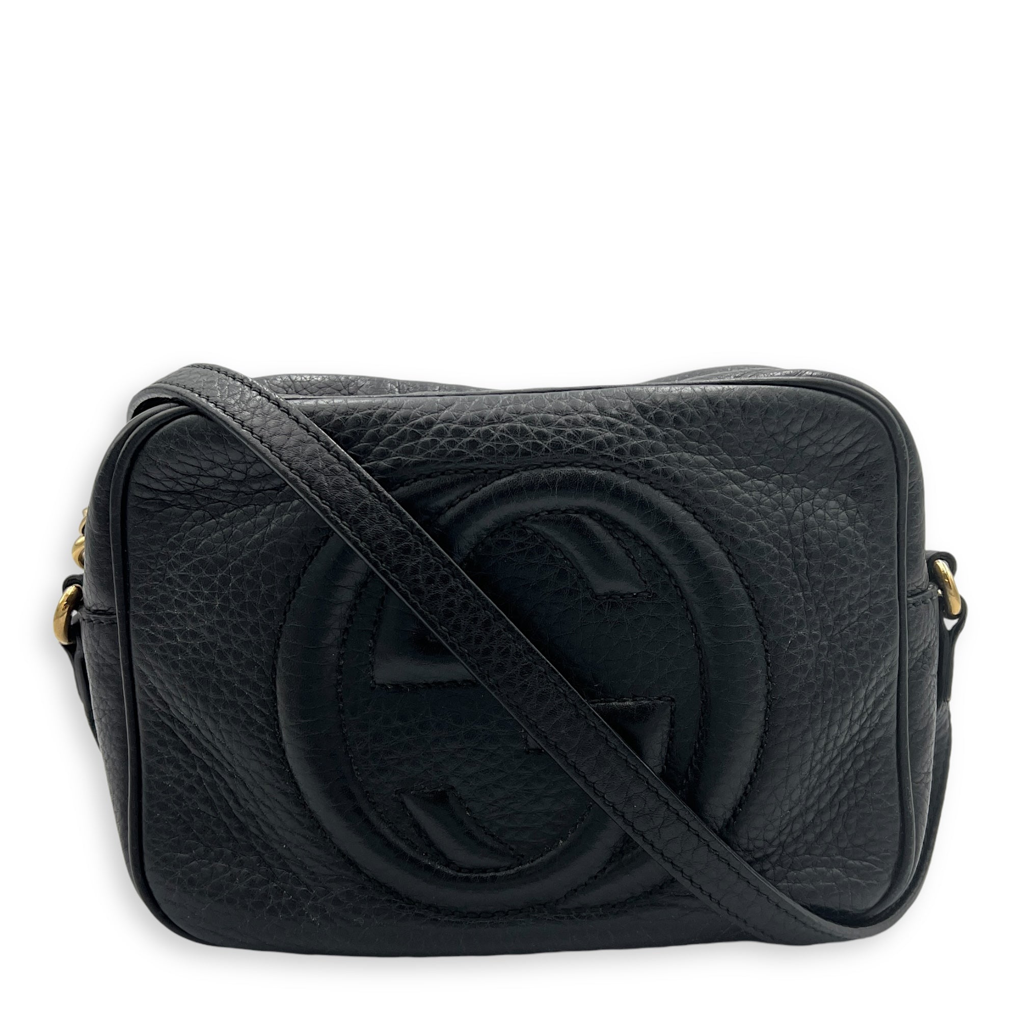 Soho Crossbody Bag Black in Calfskin, Gold hardware