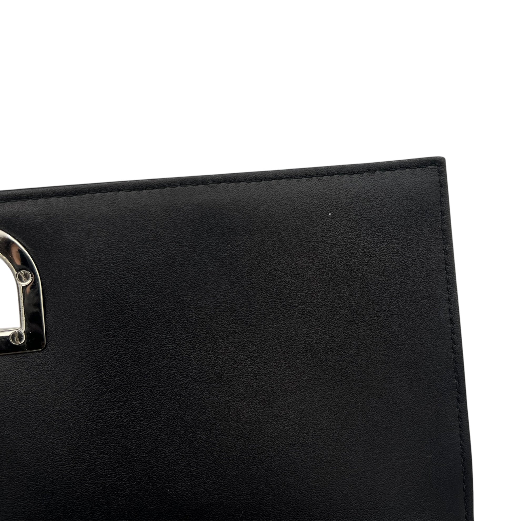 patchwork Clutch Black in Calfskin, Silver hardware